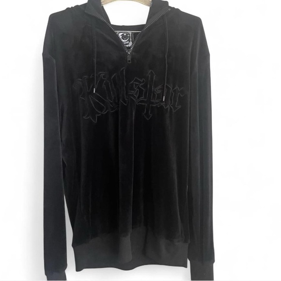 Killstar ‘Fester’ Black Velour Unisex Oversized Hooded Sweatshirt Size L - Picture 6 of 6
